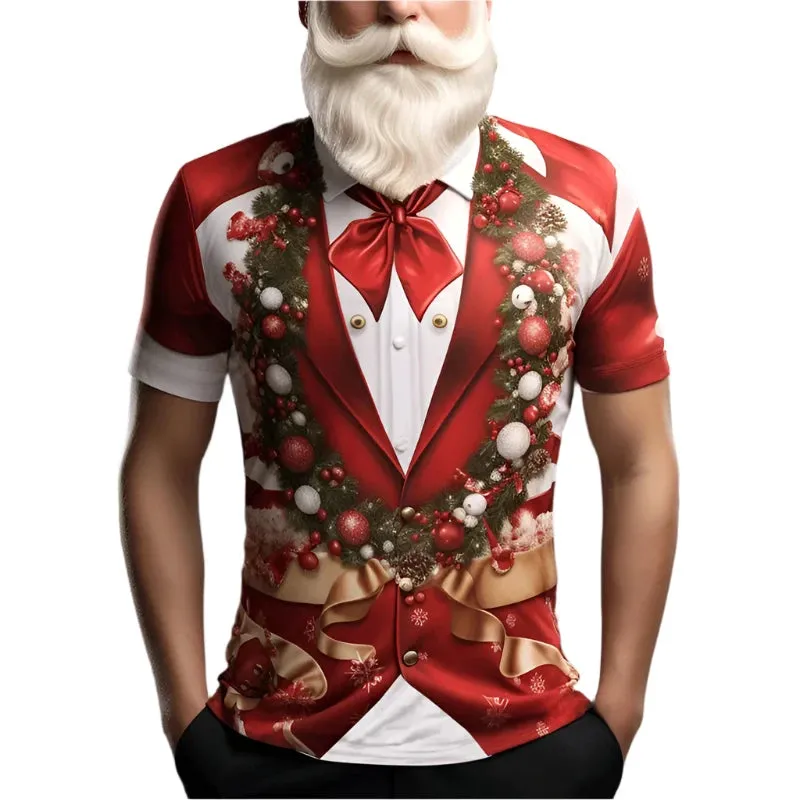 3D Printed Christmas T-Shirts - Santa Claus Graphic Short Sleeves for Kids and Adults