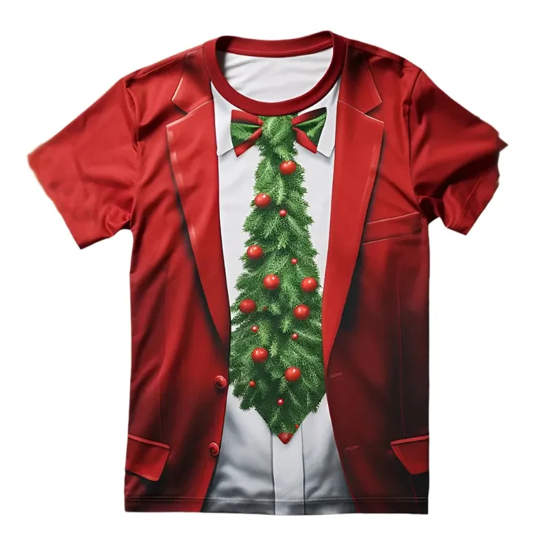 3D Printed Christmas T-Shirts - Santa Claus Graphic Short Sleeves for Kids and Adults