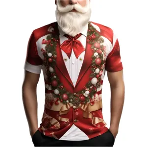 3D Printed Christmas T-Shirts - Santa Claus Graphic Short Sleeves for Kids and Adults