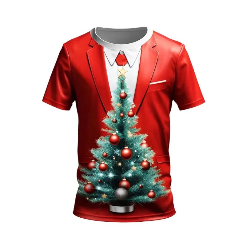 3D Printed Christmas T-Shirts - Santa Claus Graphic Short Sleeves for Kids and Adults