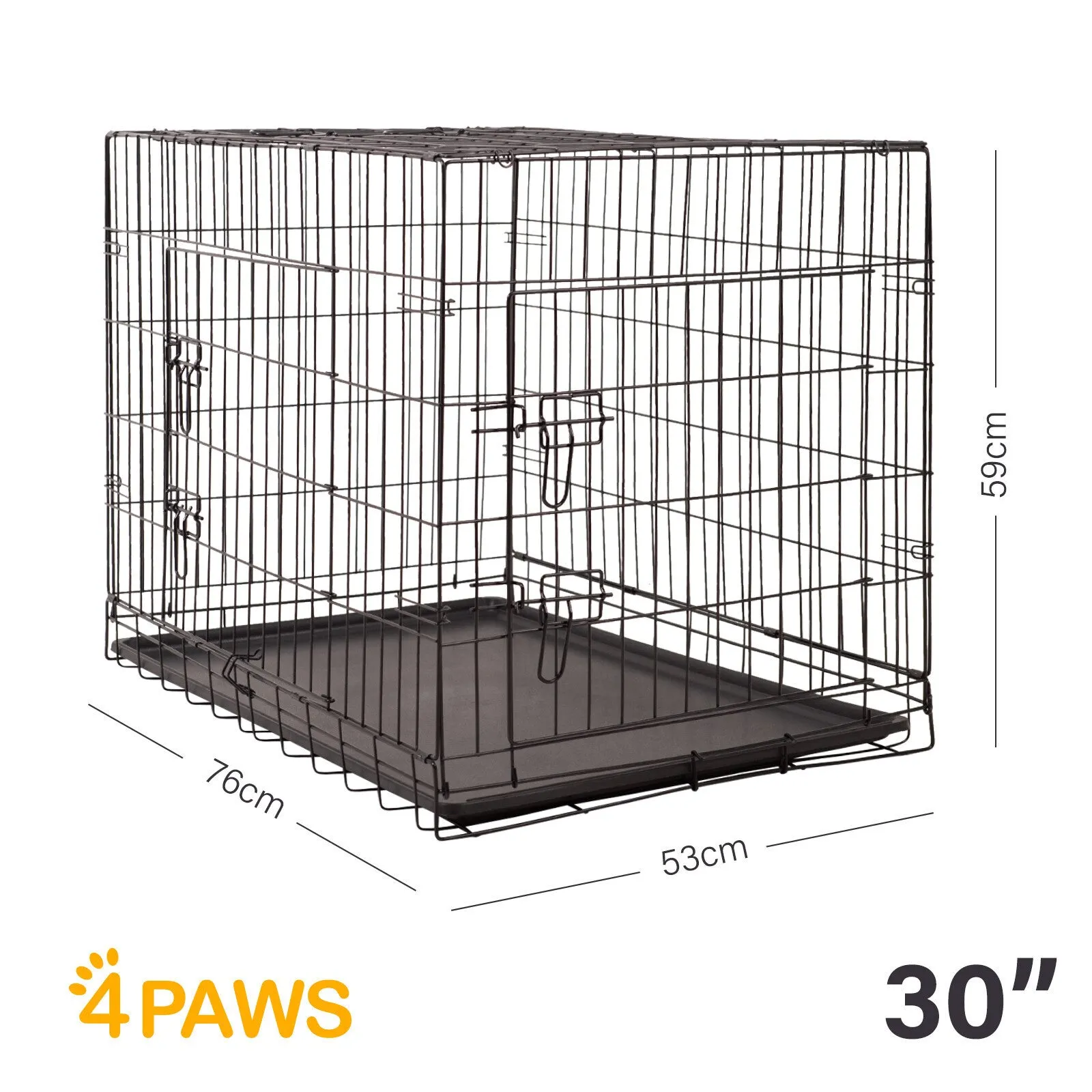 4paws dog cage pet crate cat puppy metal cage abs tray foldable