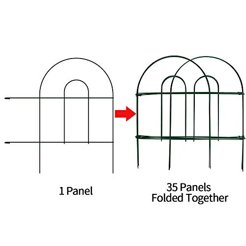 Amagabeli Decorative Garden Fence 18 in x 50 ft Rustproof Green Iron Landscape Wire Folding Fencing Ornamental Panel Border Edge Section Edging Patio Flower Bed Animal Barrier for Dog Outdoor Fences