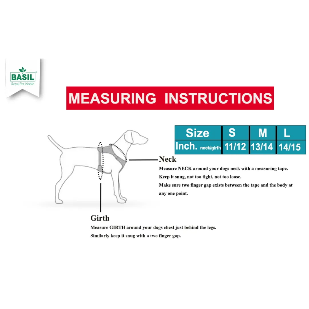 Basil Padded Leash, Collar, and Harness Set for Dogs – Comfortable & Durable Walk Essential, Solid Black