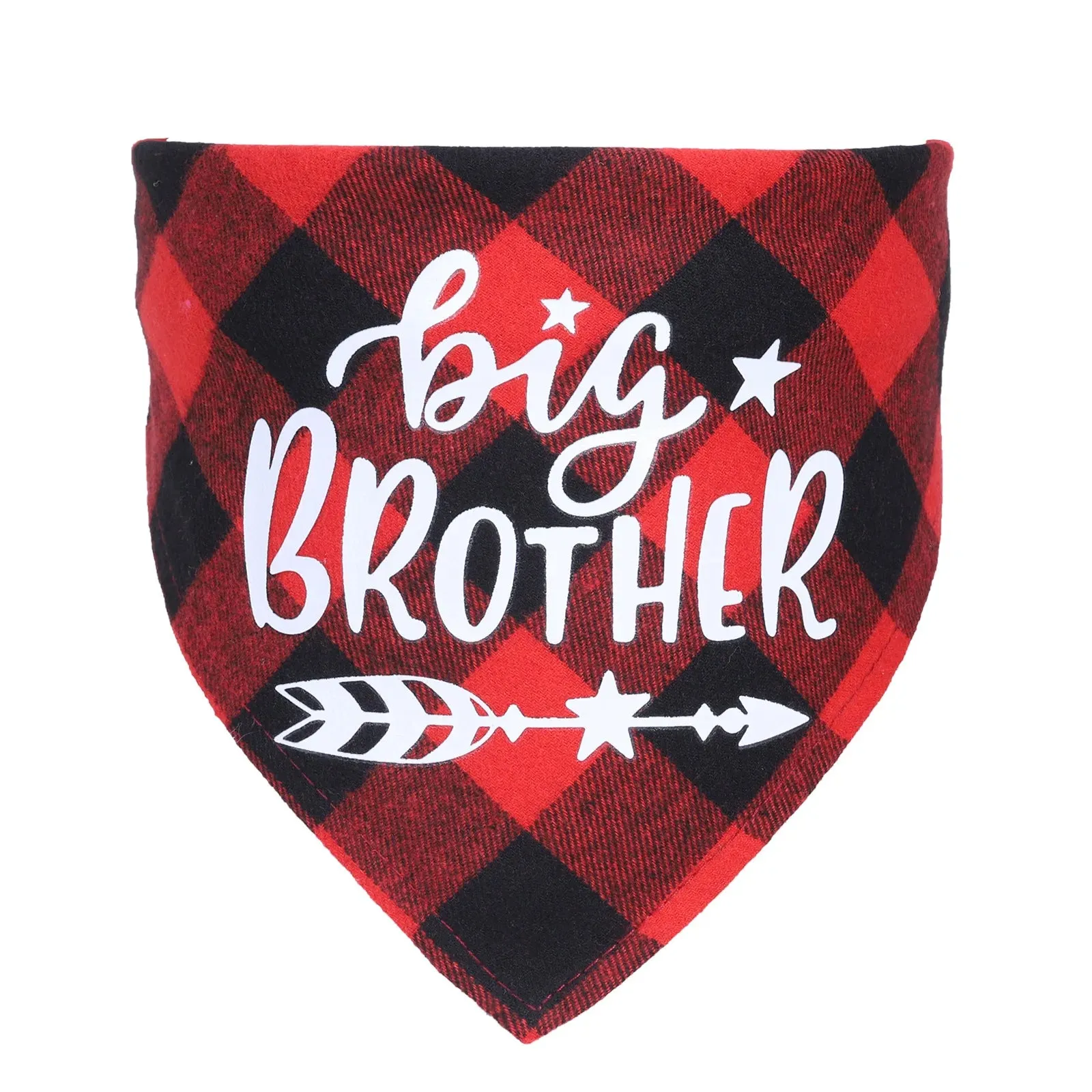 Big Brother Dog Bandana | Buffalo Plaid Triangle Scarf | Pregnancy Announcement Bandana for Small, Medium, and Large Dogs | Alo Trendy