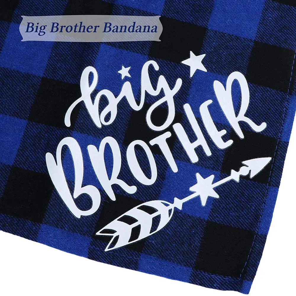 Big Brother Dog Bandana | Buffalo Plaid Triangle Scarf | Pregnancy Announcement Bandana for Small, Medium, and Large Dogs | Alo Trendy