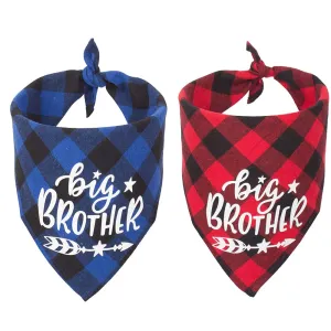 Big Brother Dog Bandana | Buffalo Plaid Triangle Scarf | Pregnancy Announcement Bandana for Small, Medium, and Large Dogs | Alo Trendy
