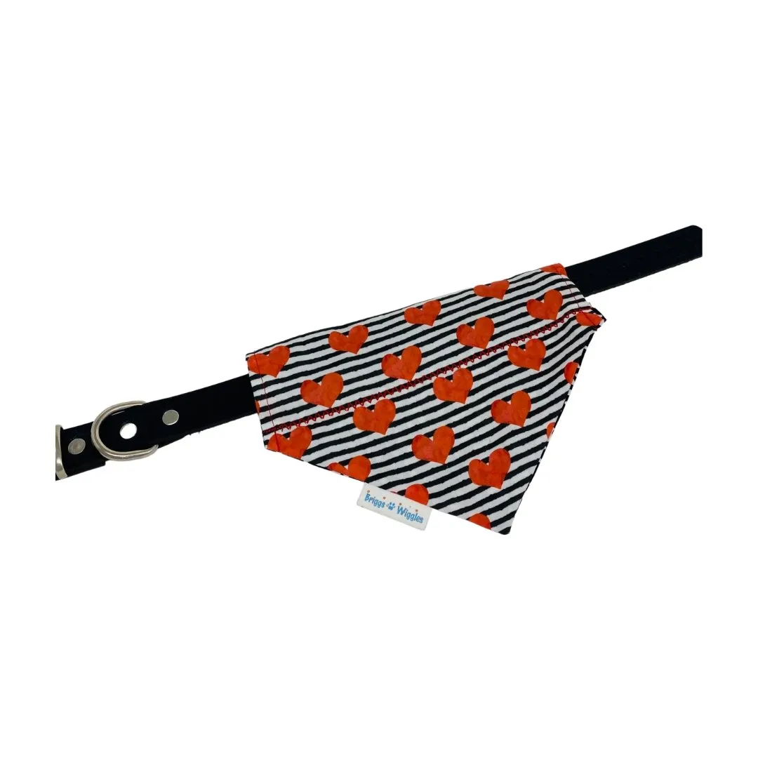 Black & White Stripe Valentine's Bandana with Red Heart