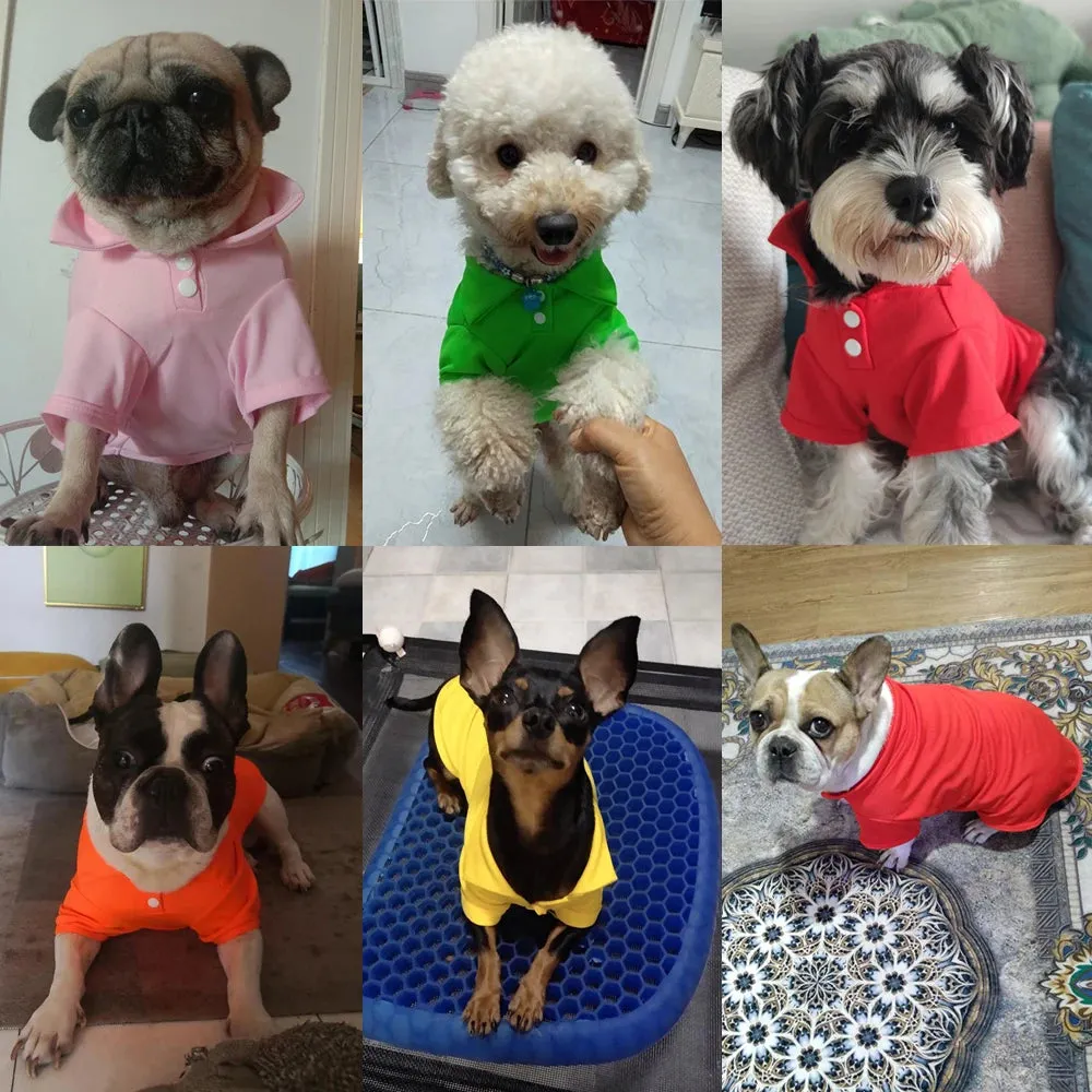 Casual and Stylish Pet Summer Polo Shirt: Solid T-Shirt for Small Dogs, Cats, and Fashion-Forward Pets - Perfect for Chihuahuas, Yorkies, and French Bulldogs