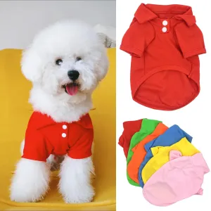 Casual and Stylish Pet Summer Polo Shirt: Solid T-Shirt for Small Dogs, Cats, and Fashion-Forward Pets - Perfect for Chihuahuas, Yorkies, and French Bulldogs
