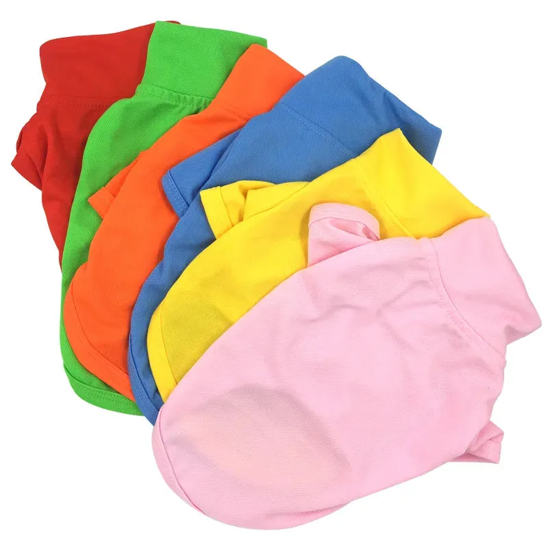 Casual and Stylish Pet Summer Polo Shirt: Solid T-Shirt for Small Dogs, Cats, and Fashion-Forward Pets - Perfect for Chihuahuas, Yorkies, and French Bulldogs