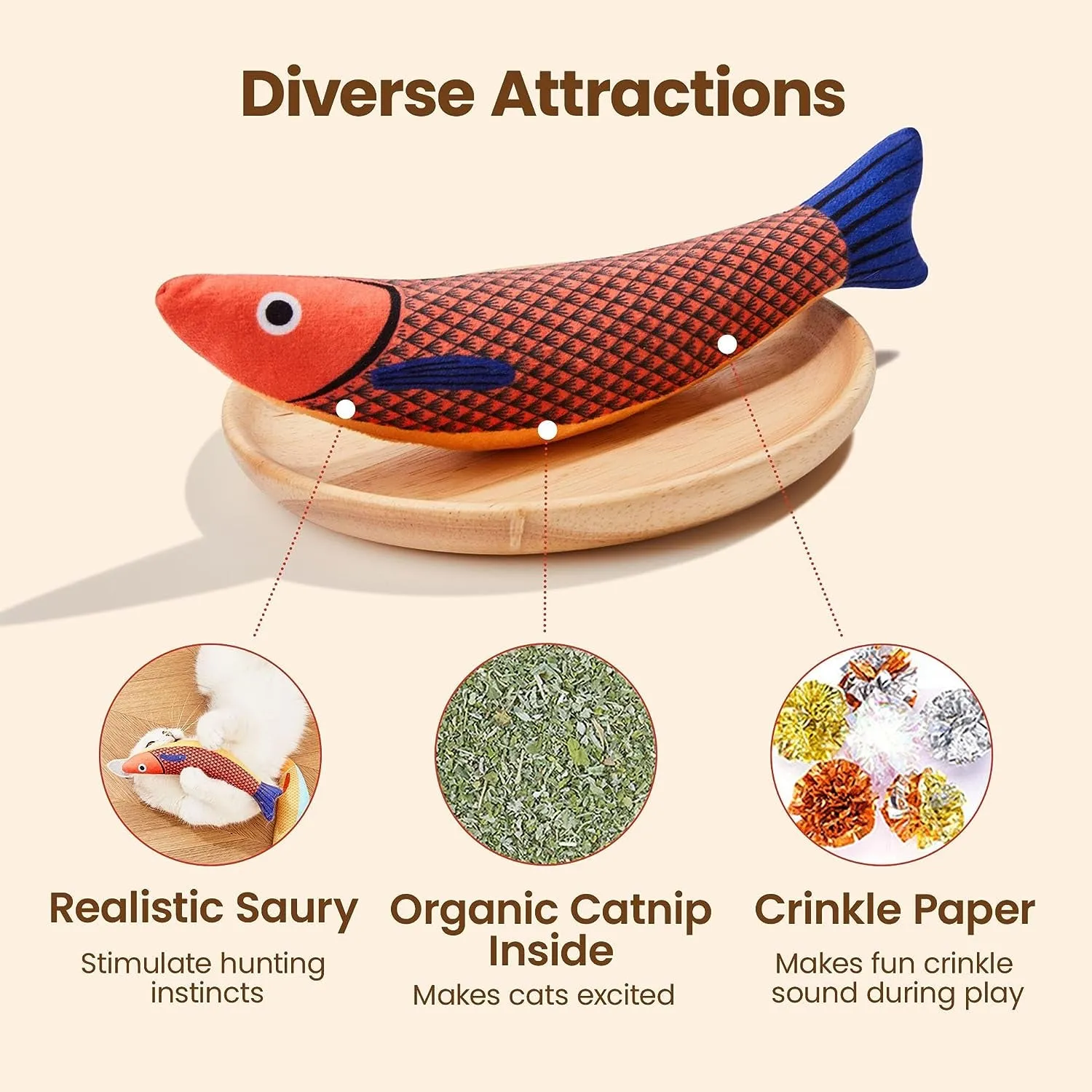 Cat Saury Fish, 3 Pack Toys