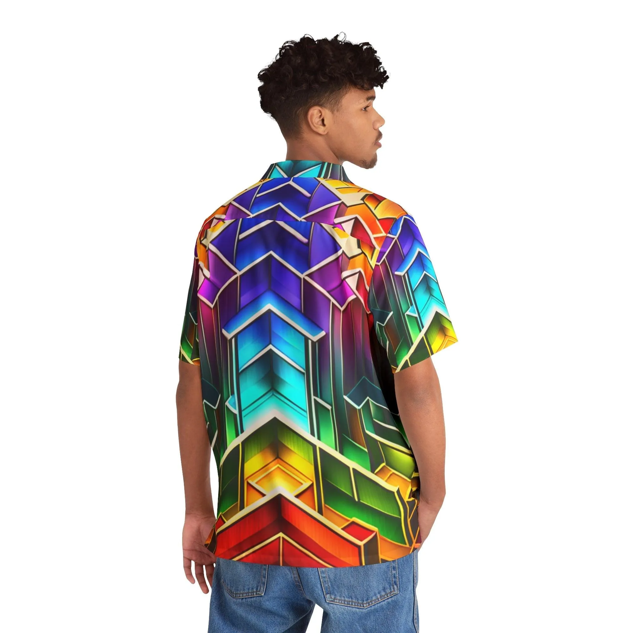 Color Bloc Men's Hawaiian Shirt (AOP)