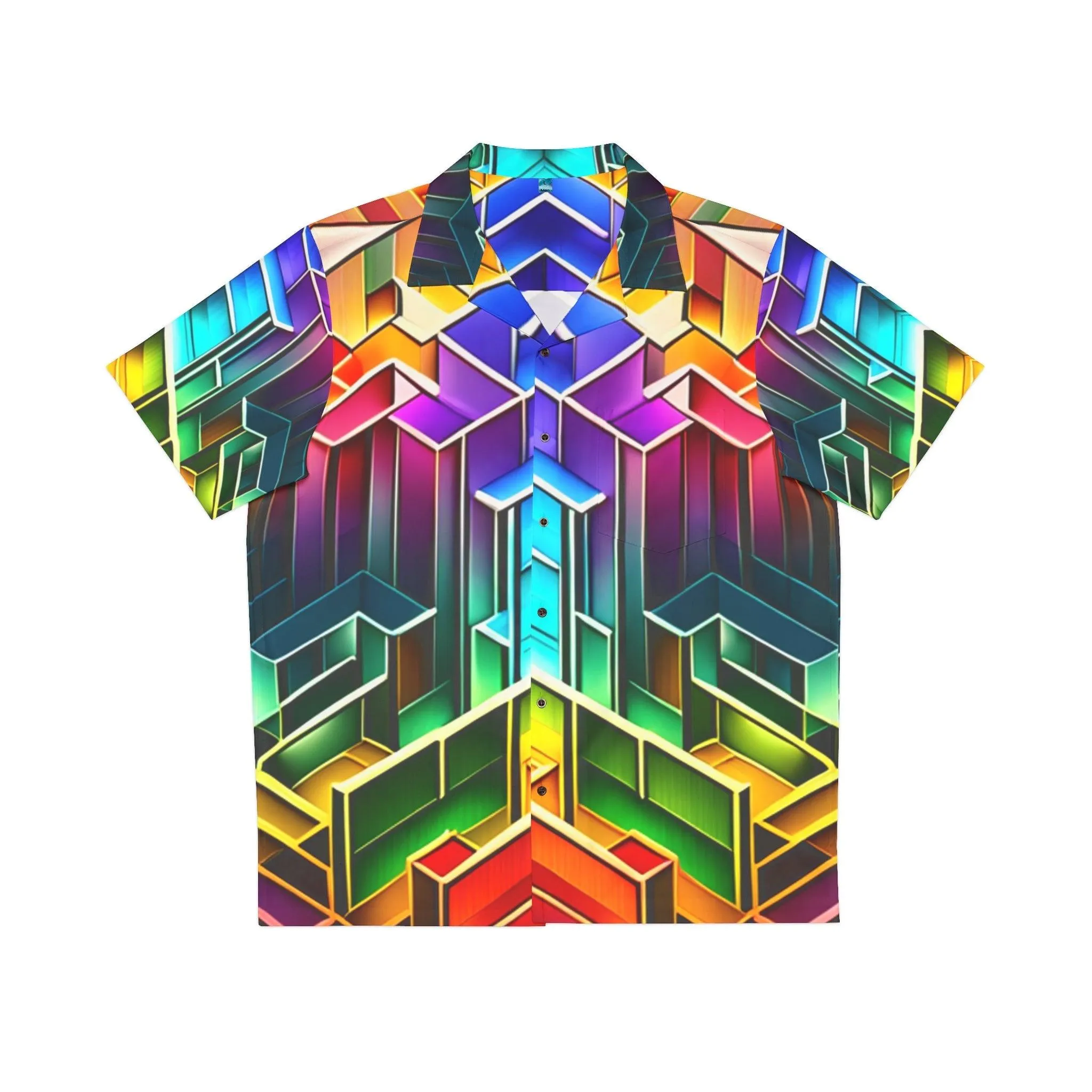 Color Bloc Men's Hawaiian Shirt (AOP)