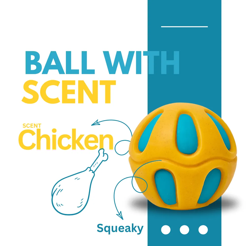 Kanu Pet Soft Yellow Solid Ball with Chicken Scent Dog Toy