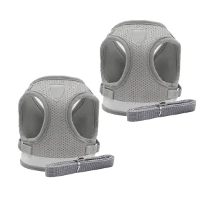 Kuber Industries Reflective Dog Harness with Adjustable Leash|Breathable Polyester Mesh Fabric |Medium Size|HT-844|Comfortable No-Pull Grip|Quick Release Buckles|Easy On-Off Harness|Grey (Pack of 2)