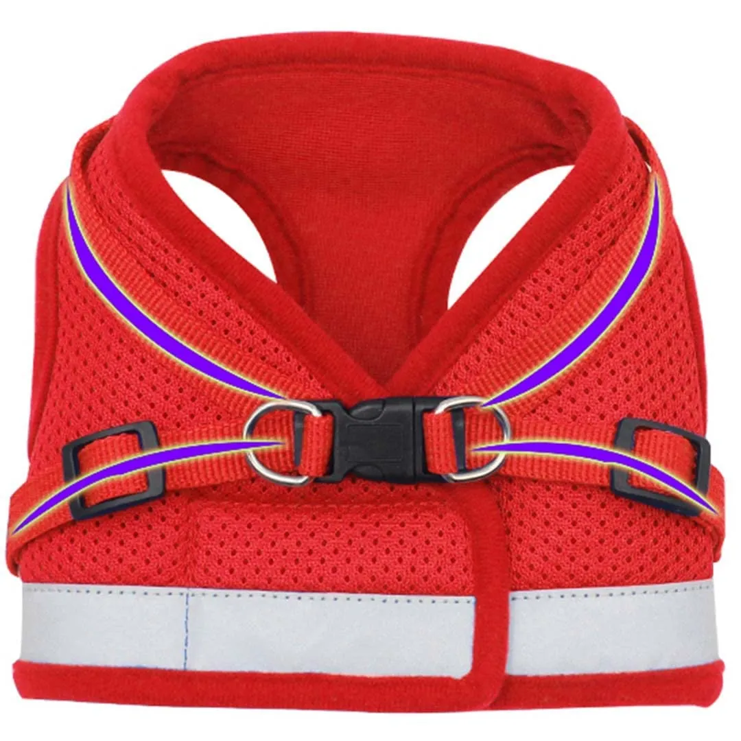 Kuber Industries Reflective Dog Harness With Adjustable Leash|Breathable Polyester Mesh Fabric |XL Size|HT-844|Comfortable No-Pull Grip|Quick Release Buckles|Easy On - Easy Off Harness|Red (Pack Of 3)