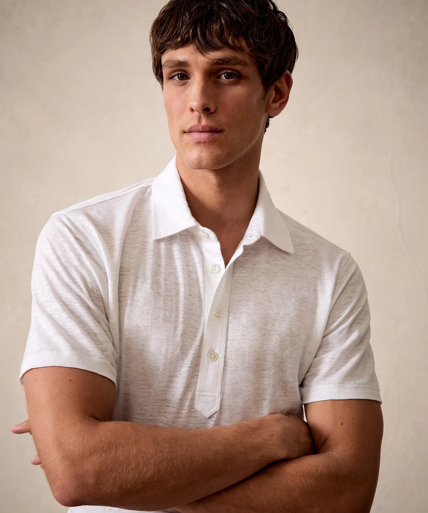 Linen Polo in White
