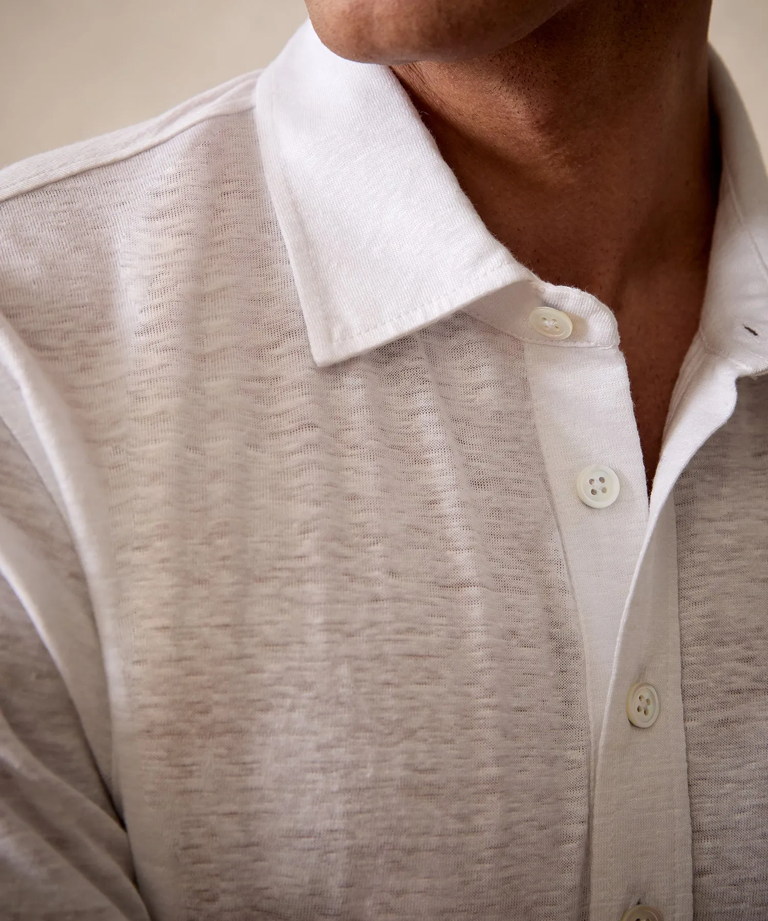 Linen Polo in White