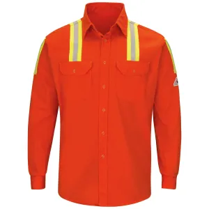 Men's Midweight FR Enhanced Visibility Uniform Shirt with Silver/Yellow Striping SLAT - Orange