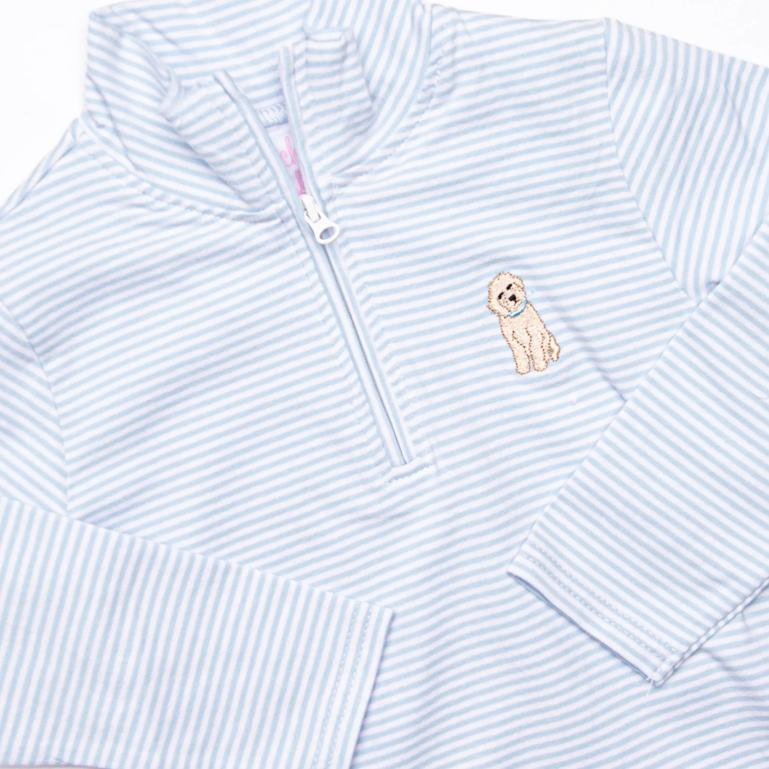 Puppy Embroidered Pullover, Blue