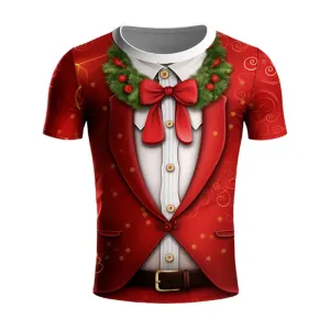Unisex 3D Merry Christmas T-Shirt - Santa Claus Xmas Graphic Short Sleeve Tee for Men and Kids