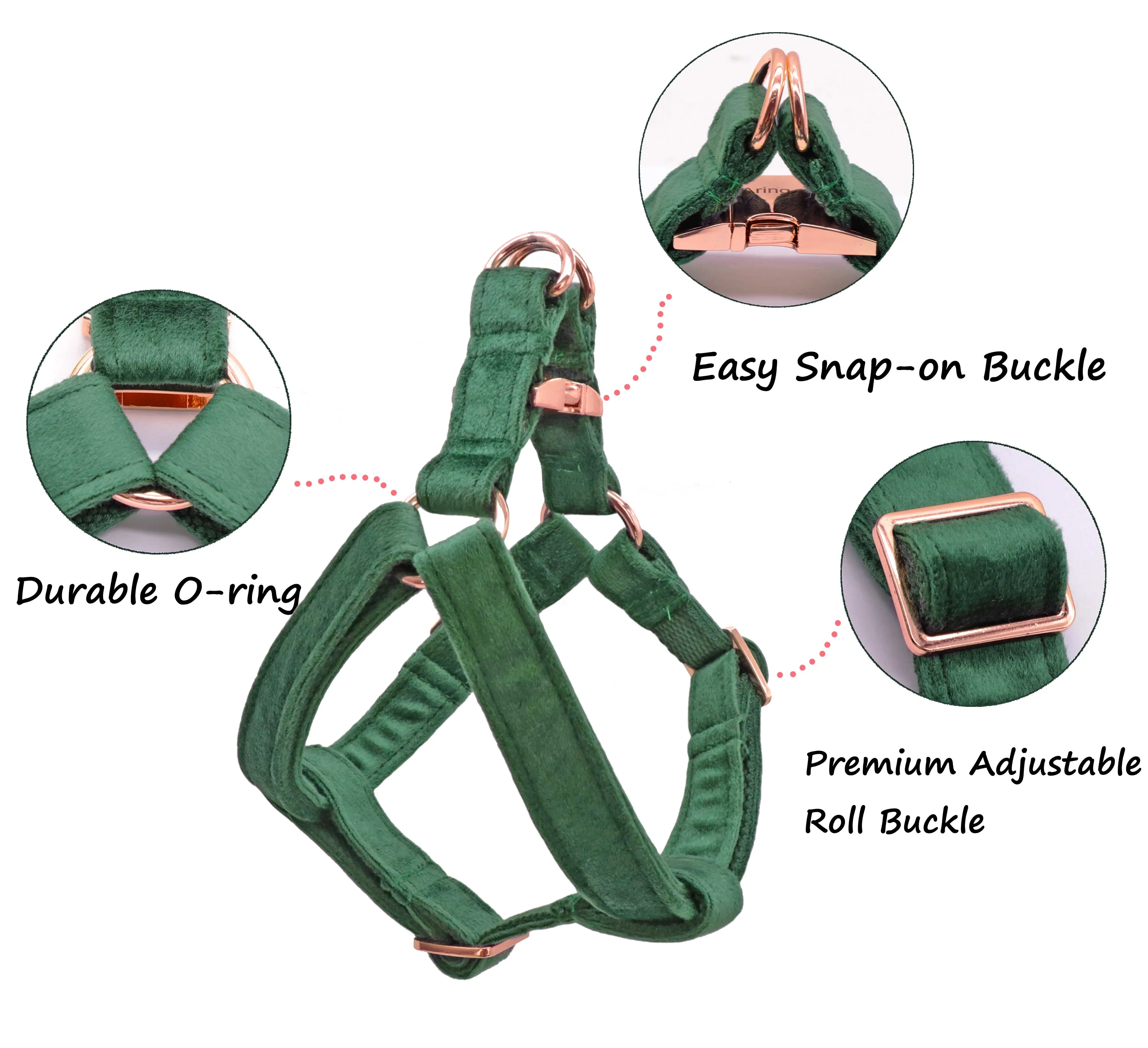 Velvet Dog Harness,  Adjustable Heavy Duty Dog Harness for Small Medium Large Dogs