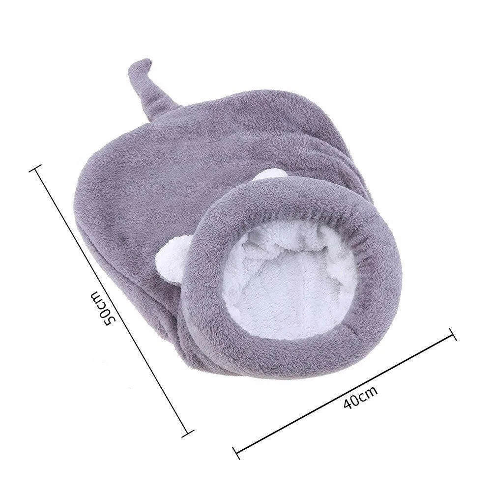 Warm Coral Fleece Cat & Small Dog Sleeping Bag Bed