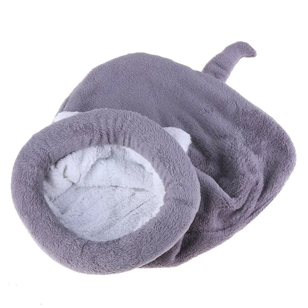 Warm Coral Fleece Cat & Small Dog Sleeping Bag Bed