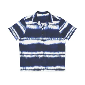 White Lines on Blue Men's Hawaiian Shirt (AOP)